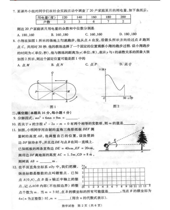 北京中考2012年數學試題