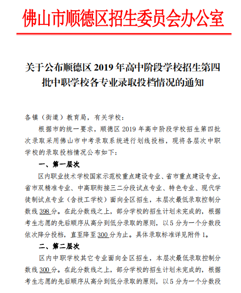 順德區(qū)2019年高中階段學(xué)校招生第四批中職學(xué)校各專業(yè)錄取投檔情況 順德區(qū)2019年高中階段學(xué)校招生第四批中職學(xué)校各專業(yè)錄取投檔情況
